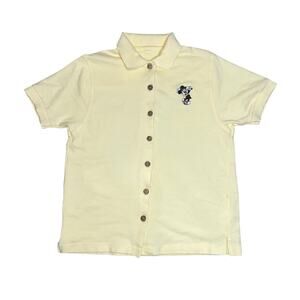 Vintage Disney Minnie Mouse Golfing yellow polo button up women's polo shirt